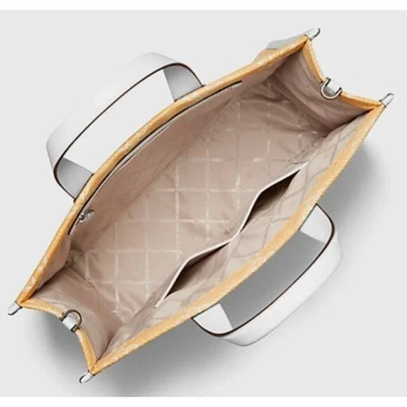 Michael Kors Gigi Large Logo Tote Grab Signature HandBag Natural / White NWT - Picture 4 of 7